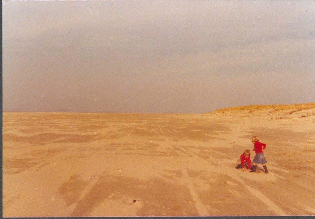 Rechts de stuifdijk in aanleg